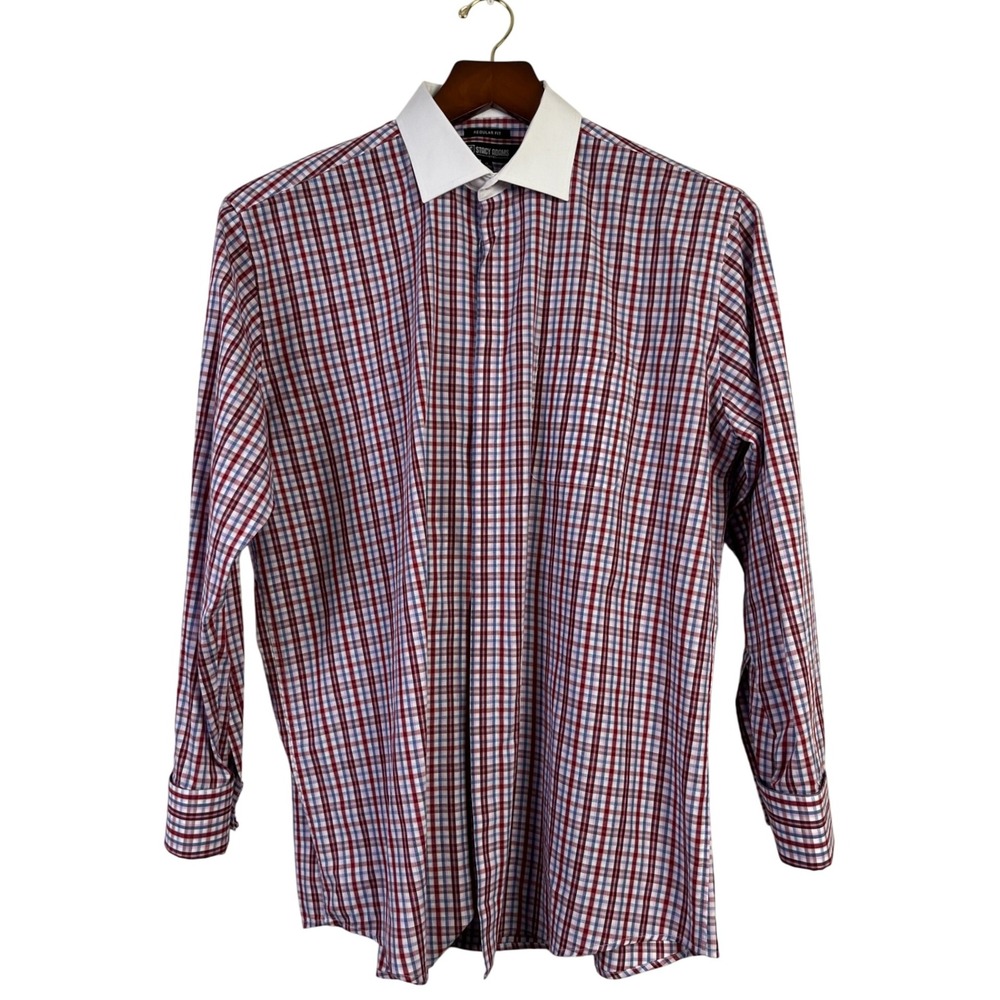 Stacy Adams Men's Preppy Dress Shirt Regular Fit Check Plaid Long Sleeve 2XL